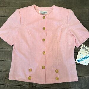 Vintage PABLO COLLECTION Pink Short-Sleeve Jacket – Size 12P – Made in USA – NWT